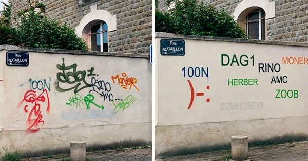 Des tags incompréhensibles retrouvent plus de clarté grâce au travail d'un street artiste français