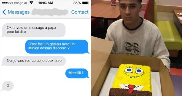 Pour ses 18 ans, il demande à ses parents un gâteau Minion mais en reçoit un à l'effigie de... Bob l'éponge : sa tête lorsqu'il le découvre vaut de l'or !