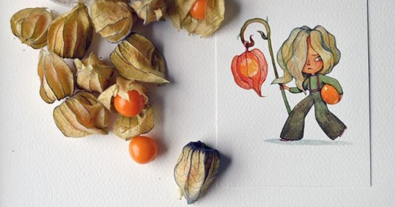 Cette artiste transforme des fruits en personnages d'aquarelle