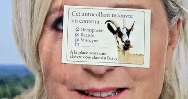 Indre : les affiches de campagne du RN recouvertes par des chèvres sur des autocollants