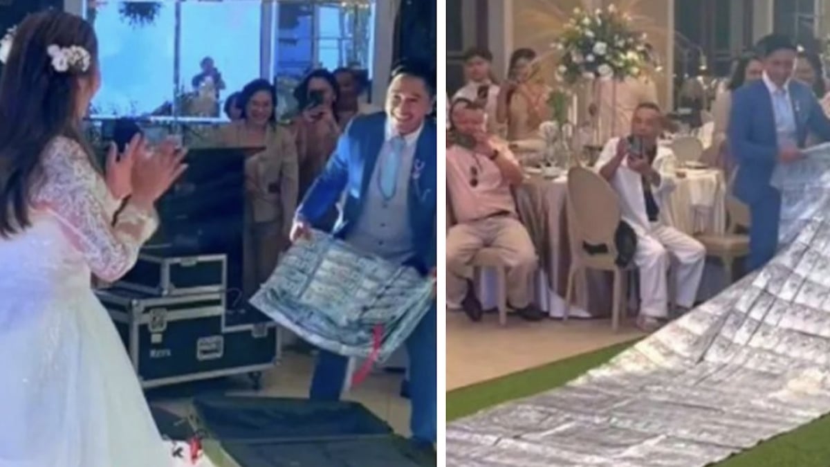 Il offre une cape faite de 17 000 dollars en billets à son épouse le jour de leur mariage et choque les internautes 