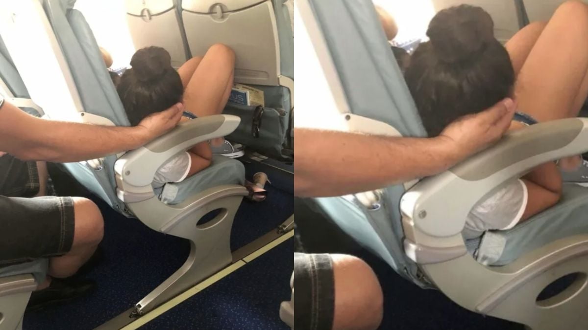 Il berce la tête de sa fille pendant 45 minutes en avion, son geste divise la toile