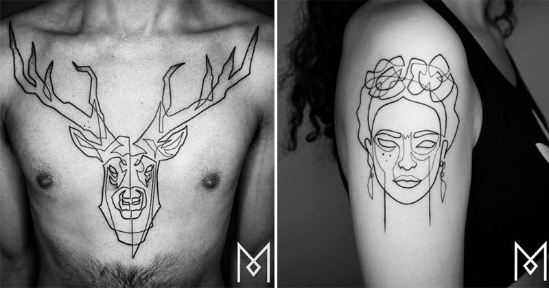 Cet artiste berlinois réalise des tatouages en un seul trait... le résultat est impressionnant !