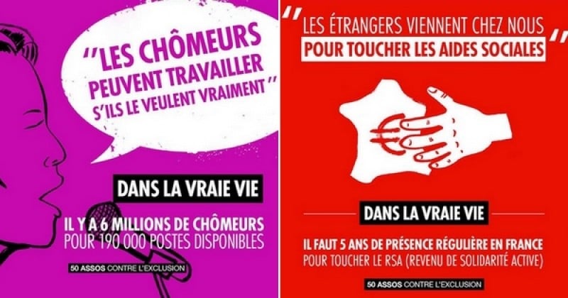 « L'autre campagne électorale » : 10 affiches percutantes réalisées par un collectif d'associations pour démystifier les fantasmes et les idées reçues sur la pauvreté et les étrangers