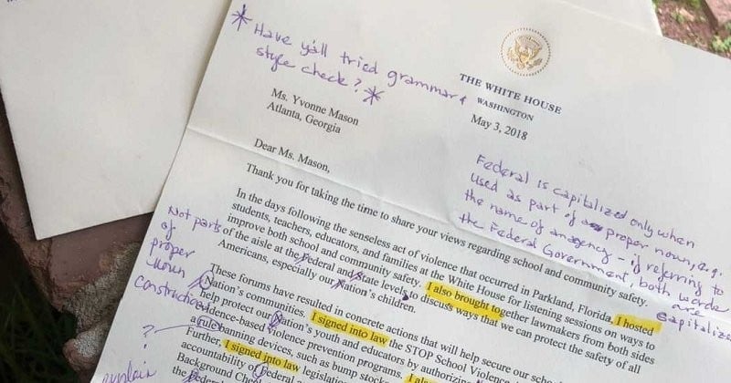 Une prof d'anglais reçoit une lettre de Trump bourrée de fautes et la renvoie corrigée à la Maison Blanche