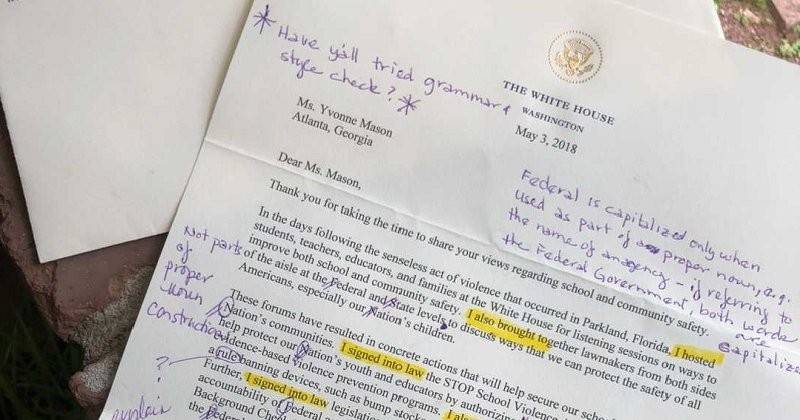 Une prof d'anglais reçoit une lettre de Trump bourrée de fautes et la renvoie corrigée à la Maison Blanche