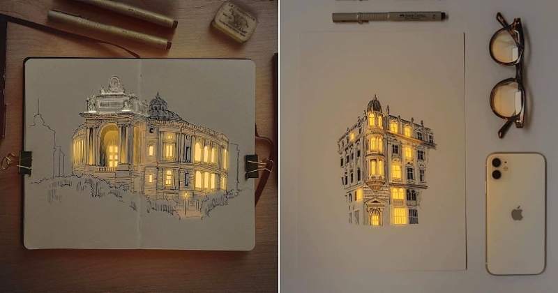 Cet illustrateur a développé une technique bluffante pour éclairer ses dessins de façon très réaliste