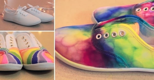 Transformez une simple paire de baskets blanches avec cette astuce de coloration arc-en-ciel