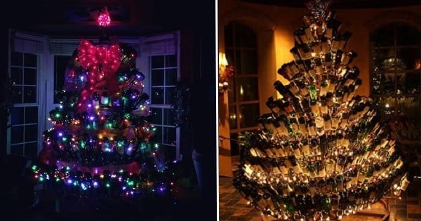 Créez votre propre sapin de Noël avec... des bouteilles de vin vides !