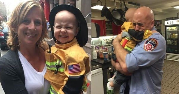 Un petit garçon atteint d'un cancer réalise son rêve et devient le pompier le plus adorable au monde !