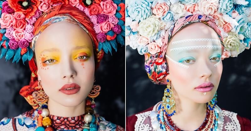 Ces portraits de femmes coiffées de fleurs colorées sont tout simplement magnifiques