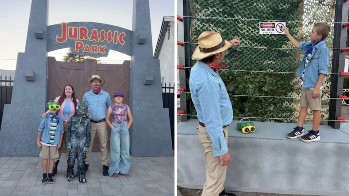 La famille Warner a décoré sa maison sur le thème Jurassic Park pour Halloween