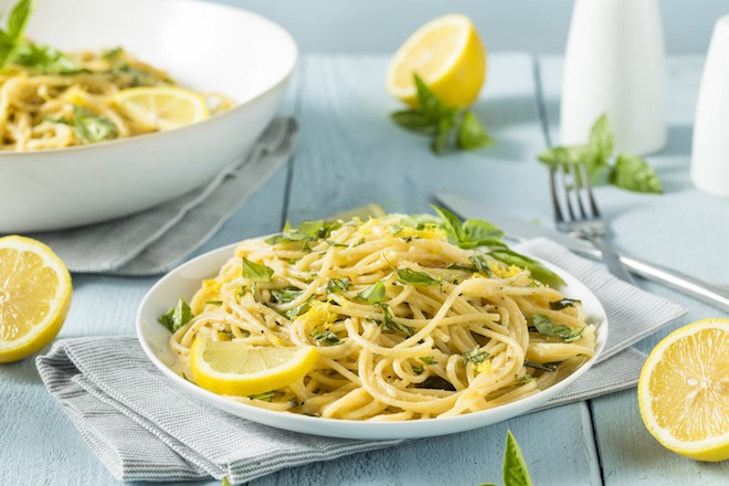 spaghettis au citron, fenouil rôti et parmesan - fresh.