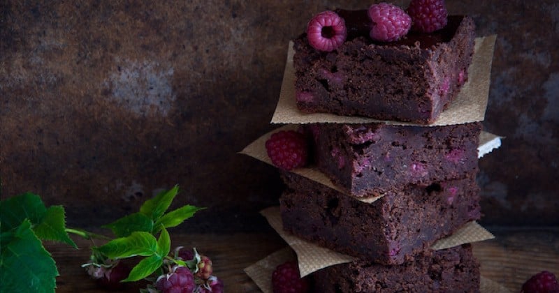 Brownie au chocolat et aux framboises