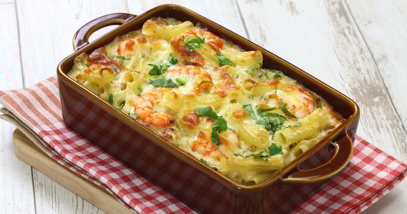 Gratin de macaronis aux crevettes