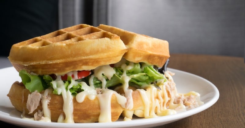 Sandwich gaufre au thon