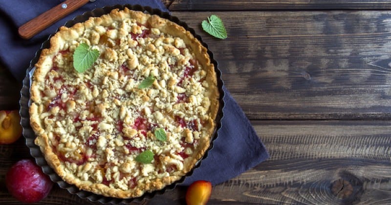 Tarte crumble aux pêches