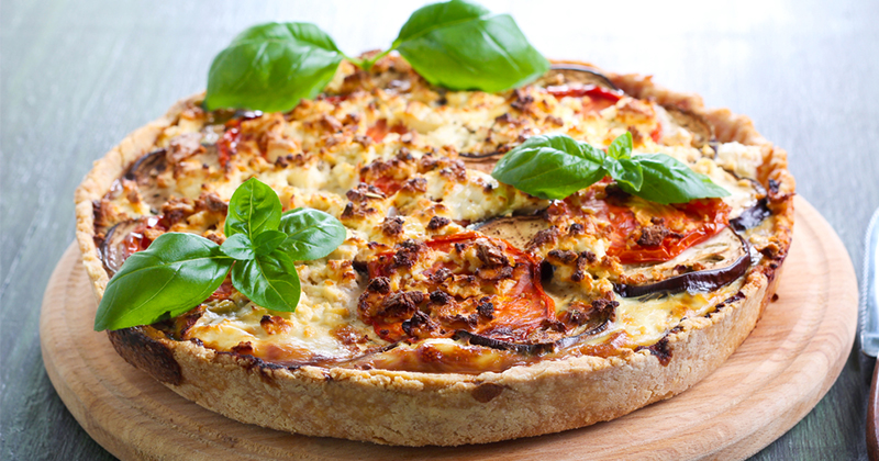Quiche aux aubergines, tomates et mozzarella