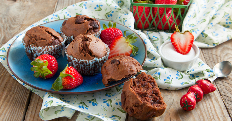 Muffins au chocolat et aux fraises