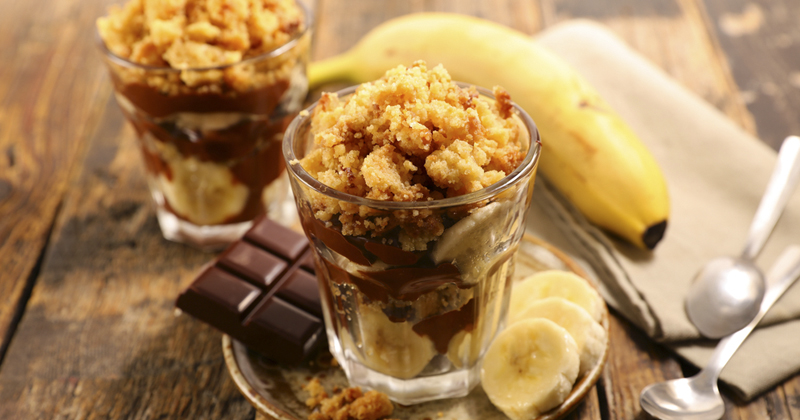 Crumble à la banane et au chocolat