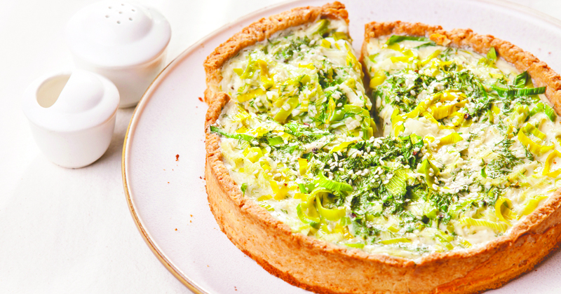 Quiche healthy au tofu fumé et poireau