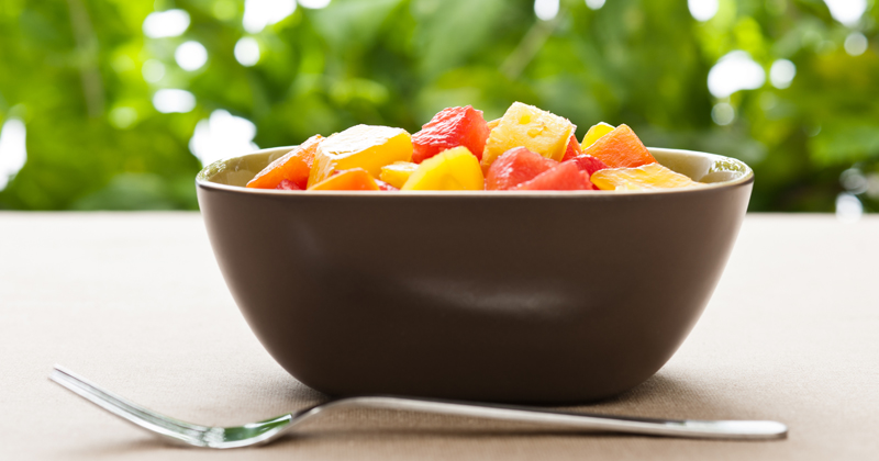 Salade de fruits exotiques au sirop à la vanille
