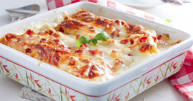 Lasagnes au jambon, tomates et mozzarella