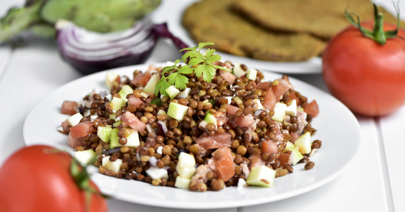 Salade de lentilles et saumon