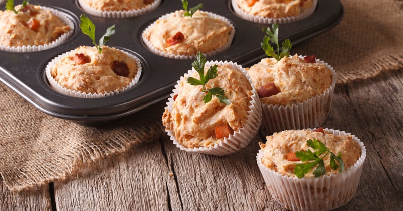 Muffins au fromage frais et au jambon