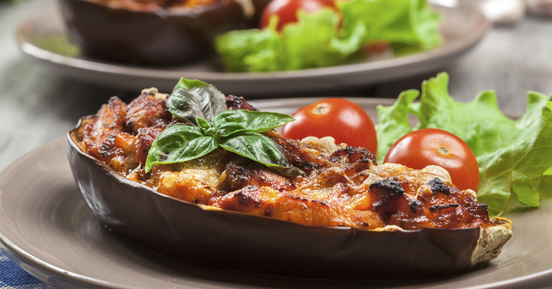 Aubergines farcies au poulet