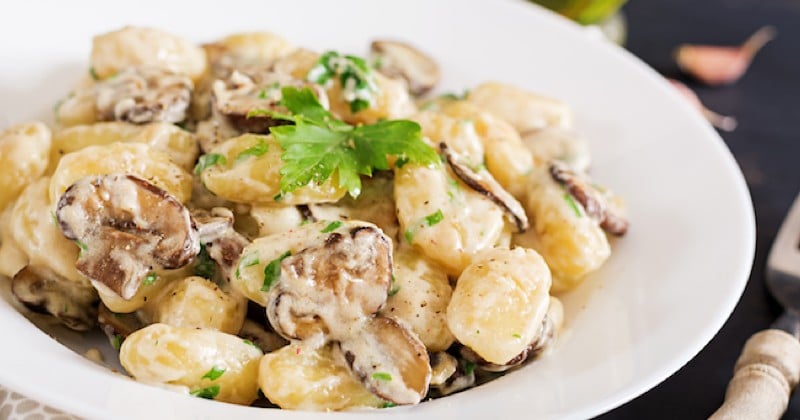 Gnocchi à la crème et aux champignons