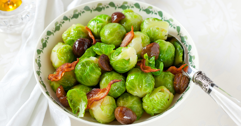 Poêlée de châtaignes et choux de Bruxelles