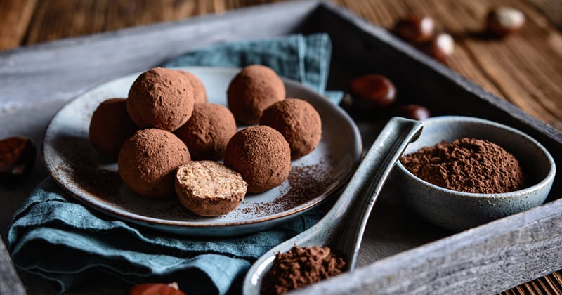 Truffes au chocolat et à la châtaigne