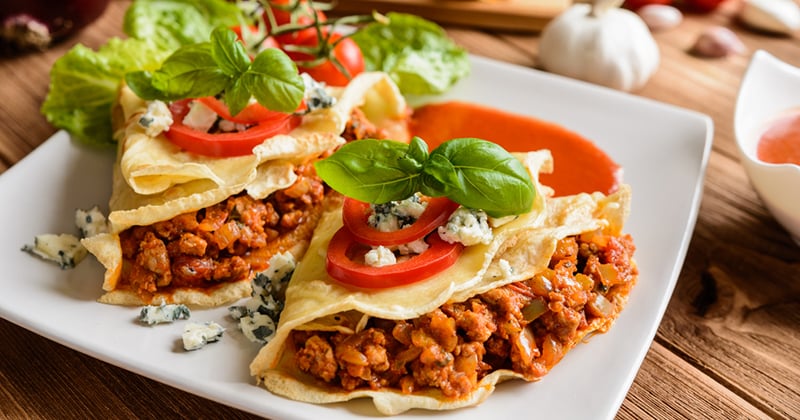Crêpes farcies à la sauce bolognaise