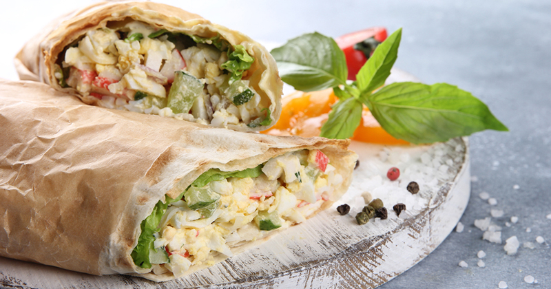 Wraps au crabe et à l'avocat