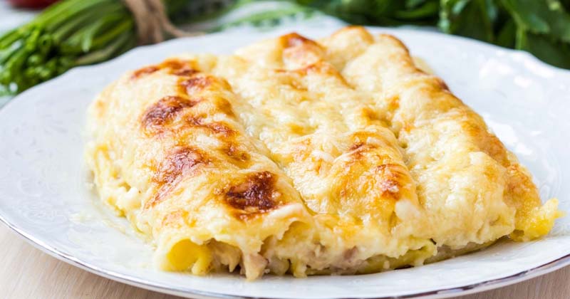 Cannelloni au poulet, brocolis et reblochon