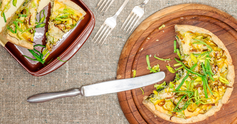 Quiche aux poireaux et au poulet
