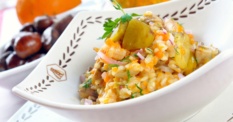 Risotto au potiron et aux châtaignes