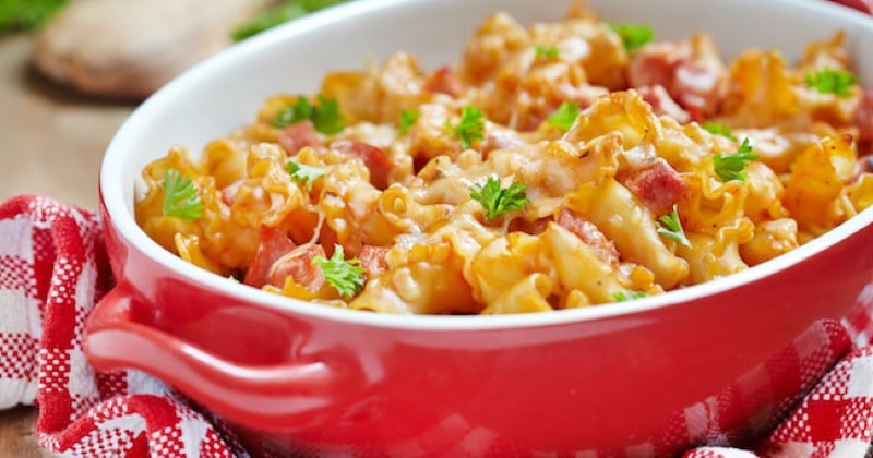 Macaroni cheddar et jambon