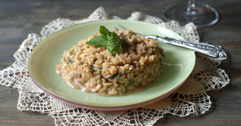 Risotto menthe et champignons