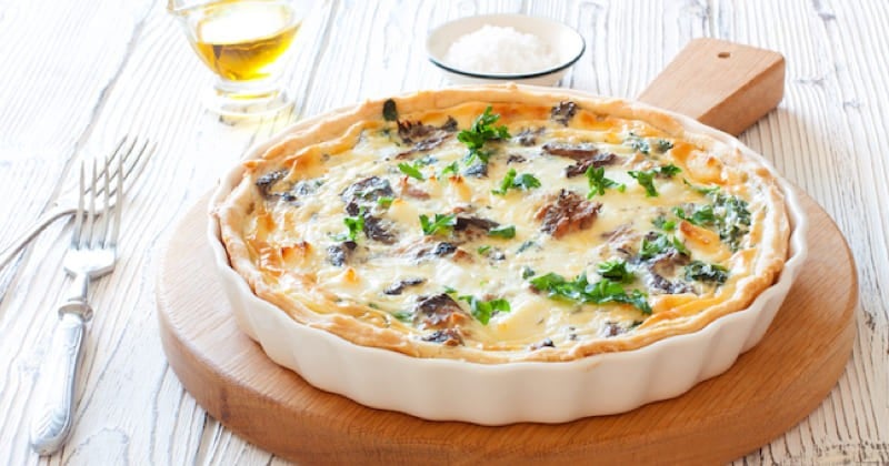 Quiche aux épinards, fromage et thon