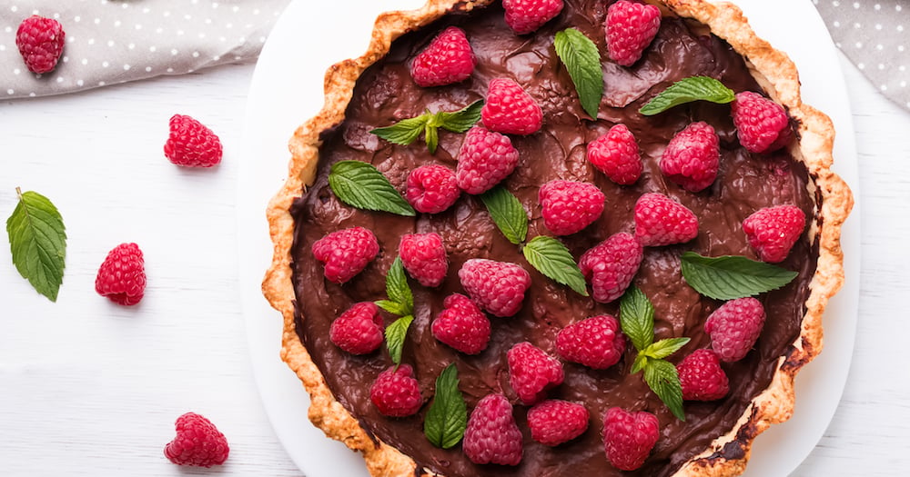 Tarte aux framboises et au chocolat