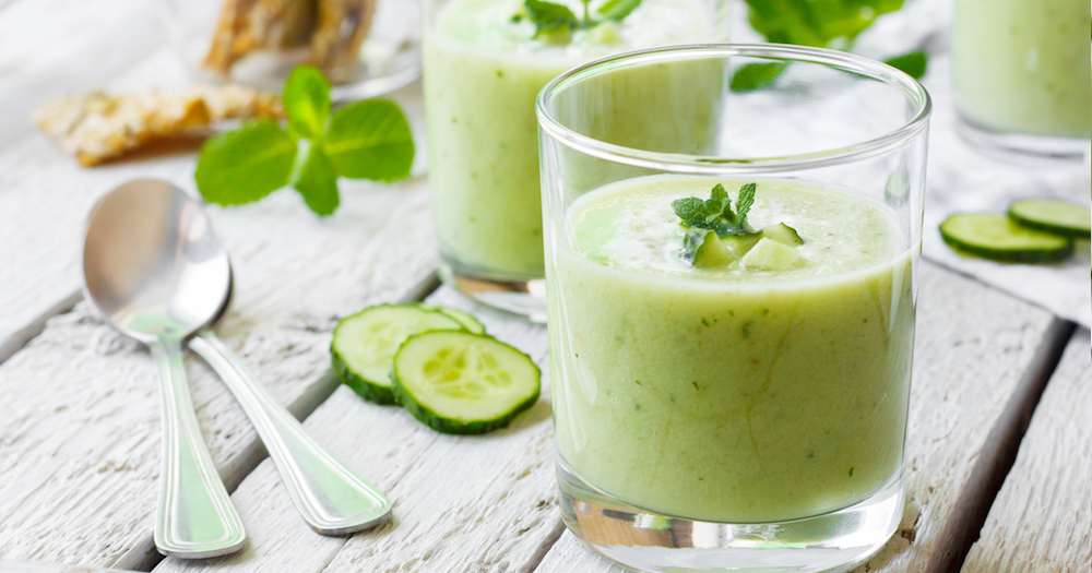 Gaspacho de concombre à la menthe