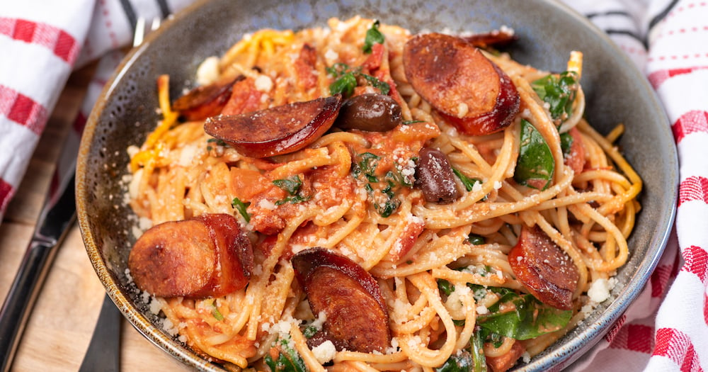 Pâtes au chorizo et parmesan