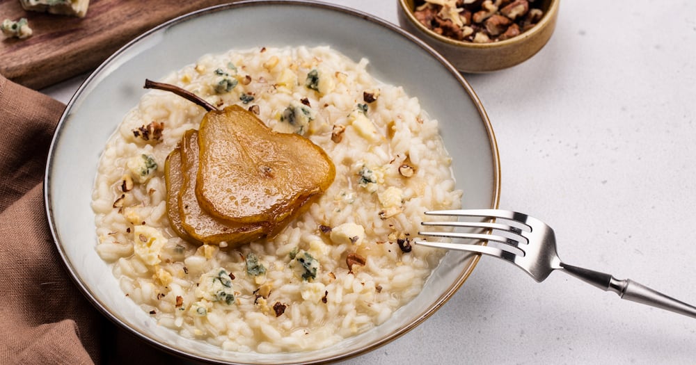 Risotto poires, gorgonzola, noix