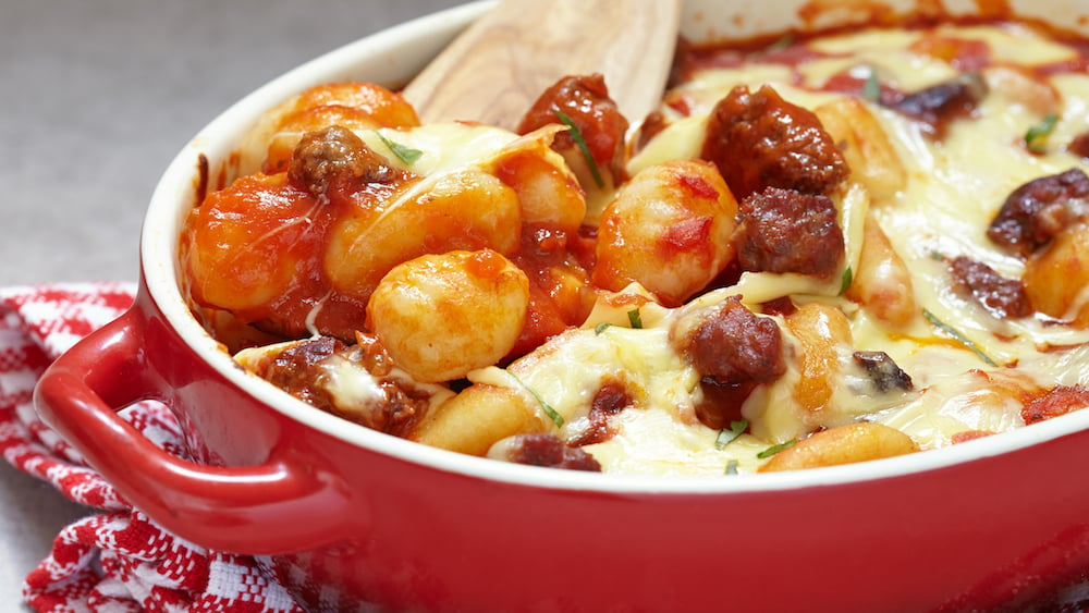 Gratin de gnocchi aux saucisses