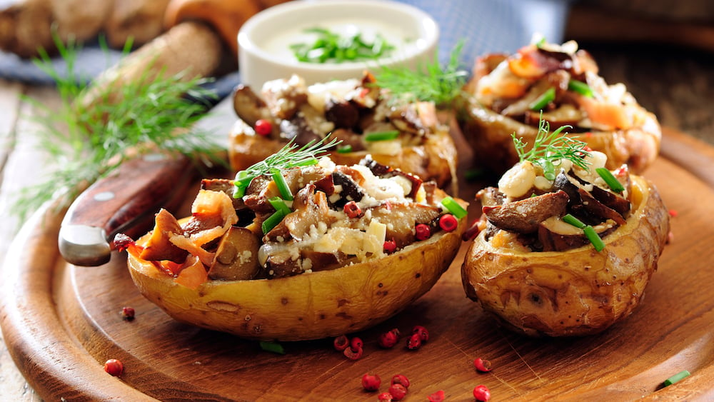 Pommes de terre farcies aux champignons