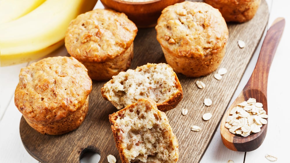 Muffins healthy à la banane et aux flocons d'avoine