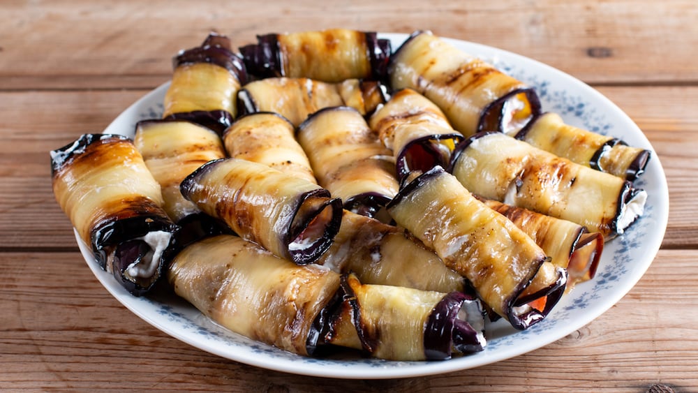 Rouleaux d'aubergines au chèvre frais