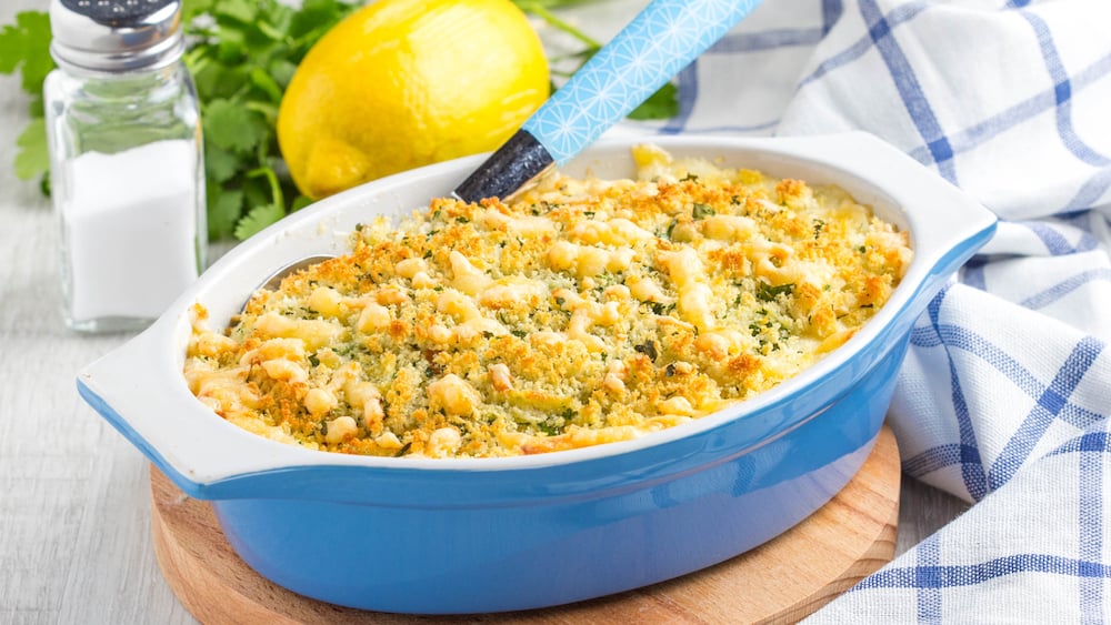 Crumble aux épinards et au saumon